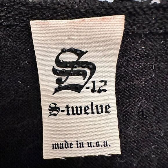S-Twelve Long Sleeve Stretch Cold Shoulder Blouse Black Size Small - Picture 3 of 4